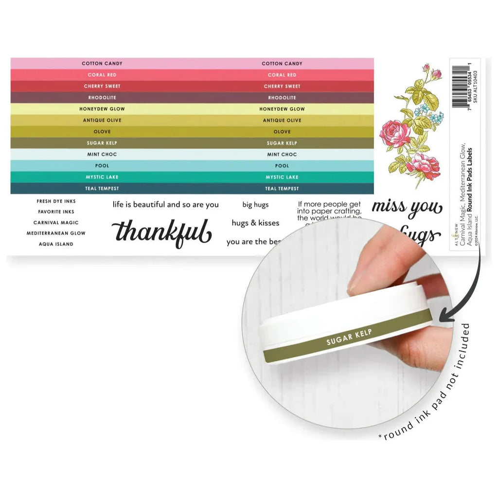 Altenew Carnival Magic, Mediterranean Glow, Aqua Island Round Ink Pads Label Set alt10403 product image