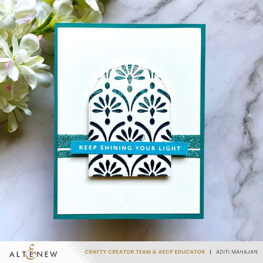 Altenew Cascading Elegance Stencil alt10783 keep shining