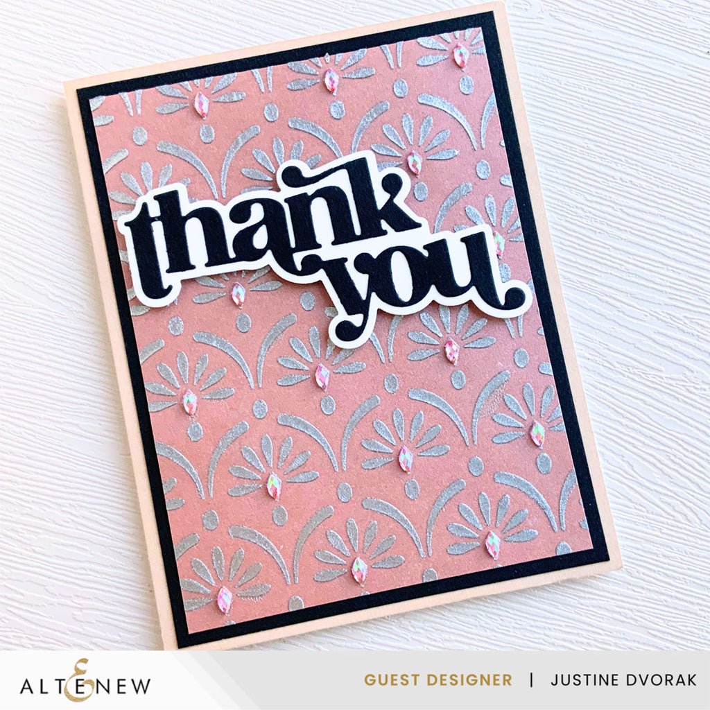 Altenew Cascading Elegance Stencil alt10783 thank you