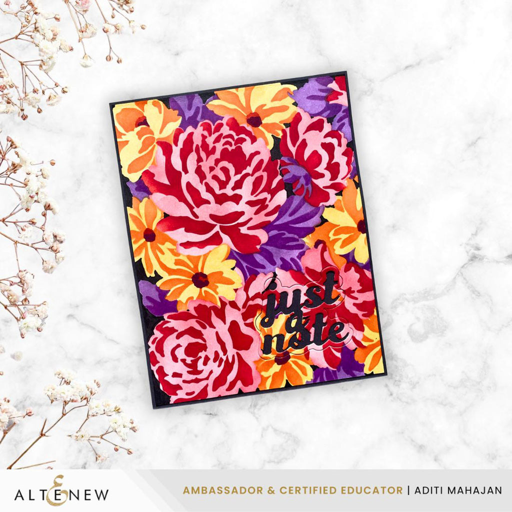 Altenew Cascading Flowers Clear Stamps alt10132 bright colors