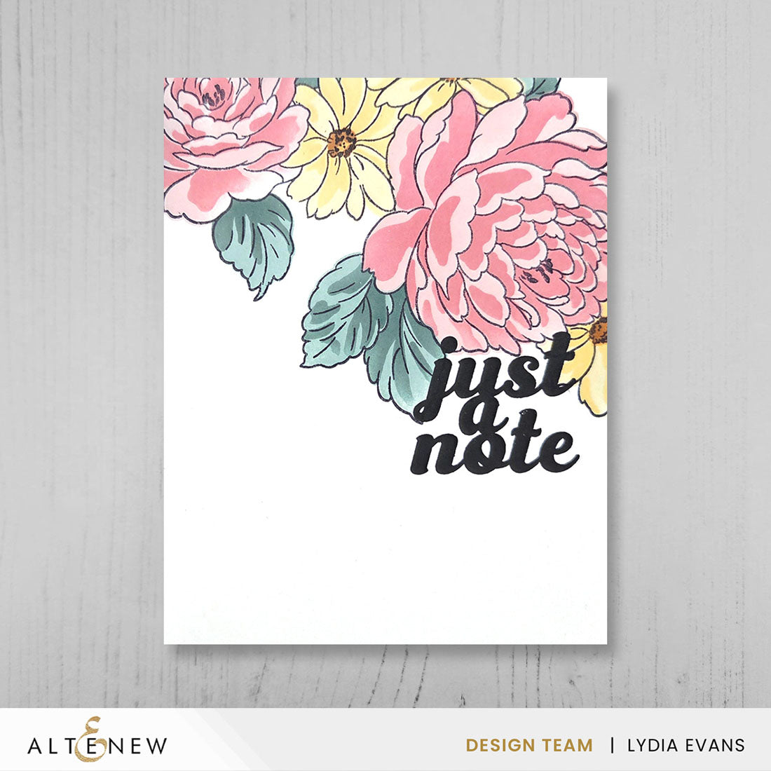 Altenew Cascading Flowers Clear Stamps alt10132 just a note