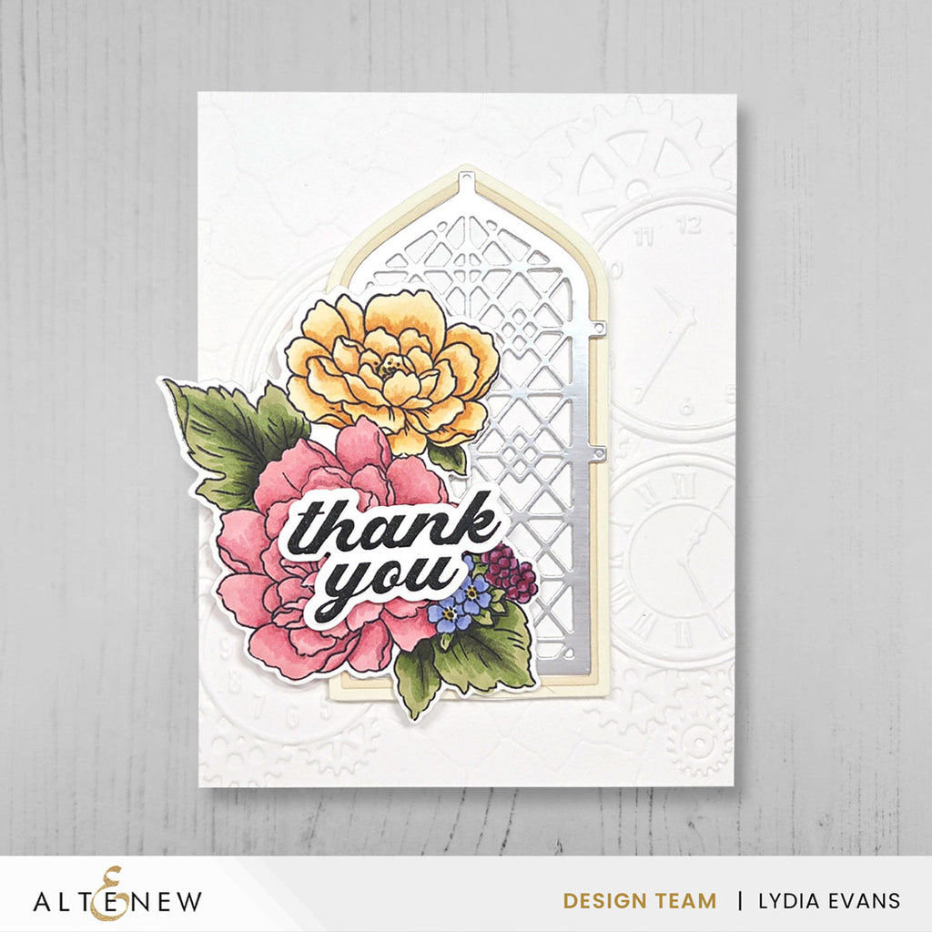 Altenew Charming Flowers Clear Stamp and Die Set thank you