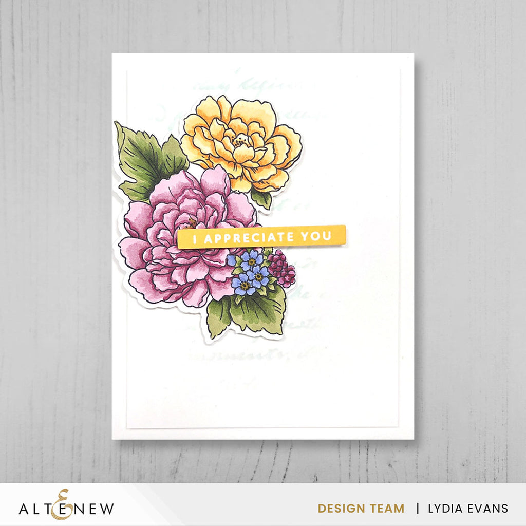 Altenew Charming Flowers Die alt10370 pink and yellow flowers