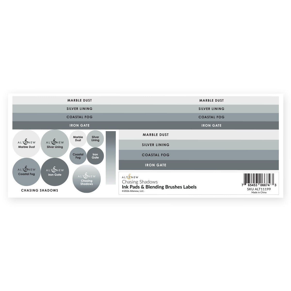 Altenew Chasing Shadows Ink Pads and Blending Brushes Label Set alt11199