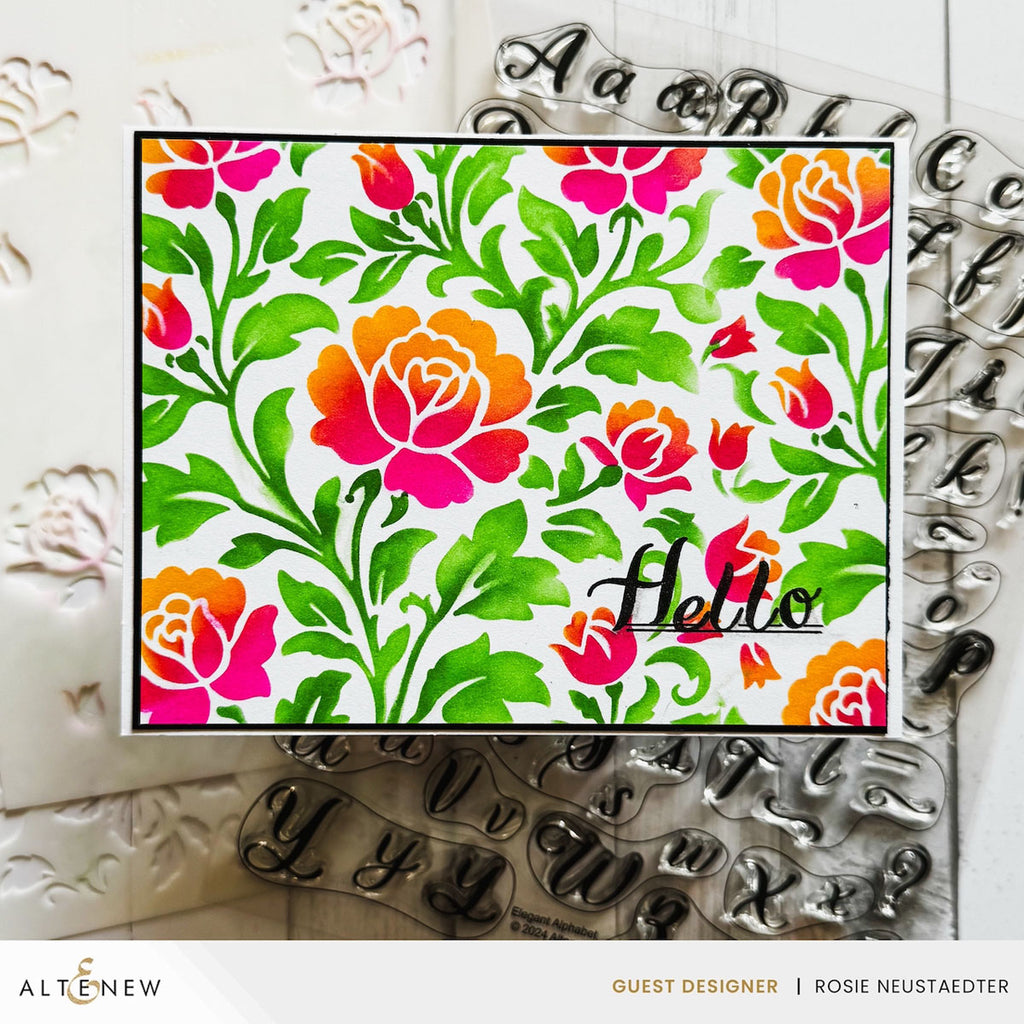 Altenew Chateau Blooms Stencils alt11407 hello