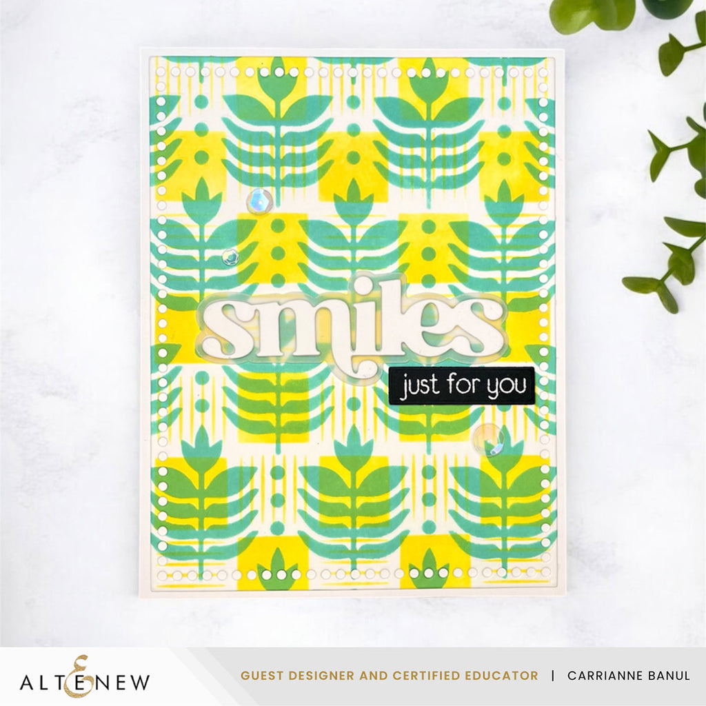 Altenew Checkerboard Tiles Background Stencil alt10956 smiles