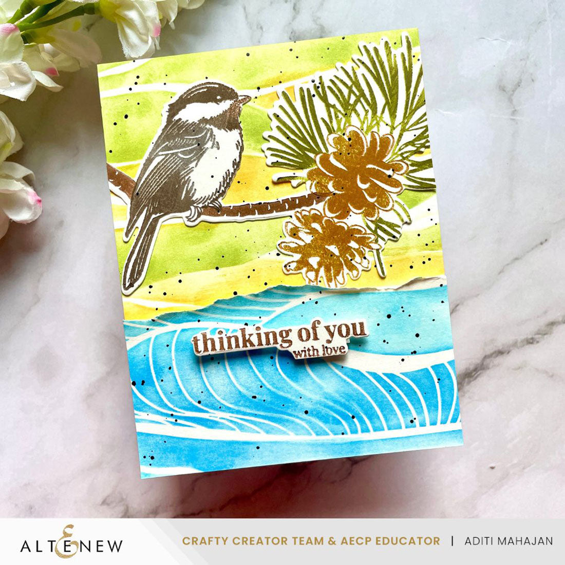 Altenew Chickadee Chirps Press Plate and Die Set pinecones