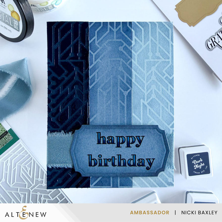 Altenew Circuit Board Stencil alt8664 blue birthday