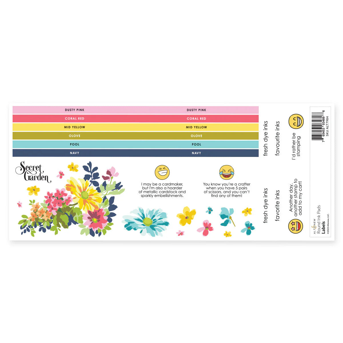 Altenew Colorful Charisma Round Ink Pads Label Set image 1