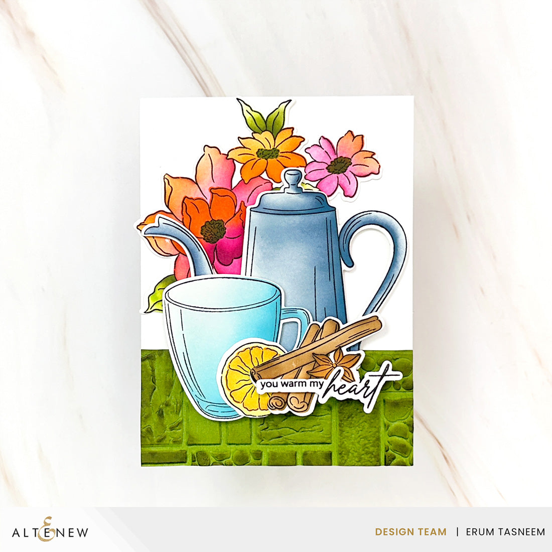 Altenew Cozy Morning Dies alt11006 you warm my heart card