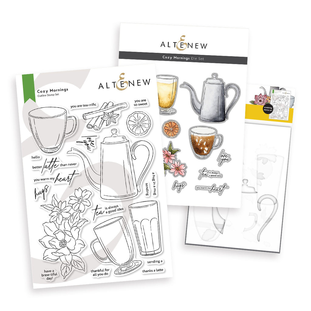 Altenew Cozy Mornings Clear Stamp Die and Stencil Set
