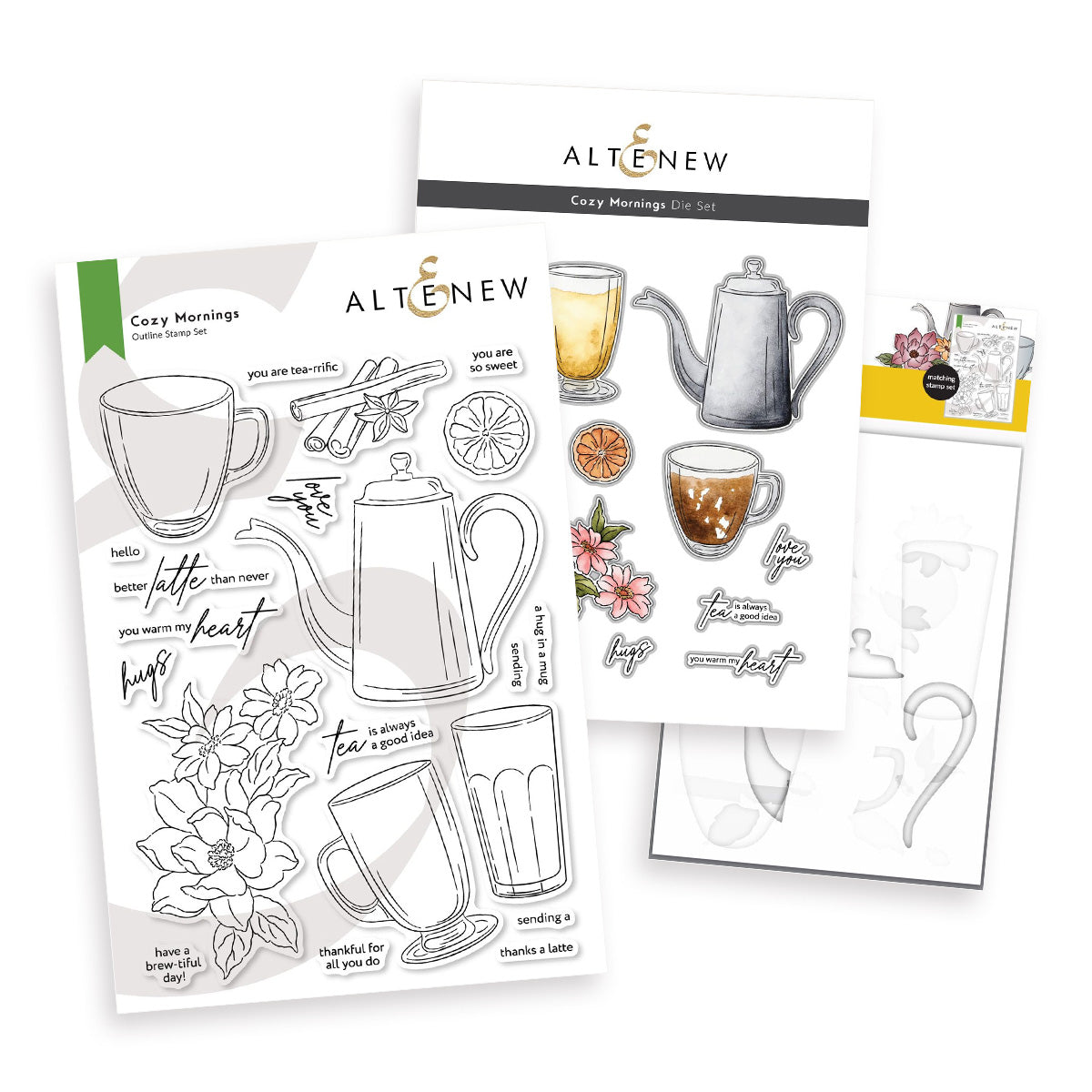Altenew Cozy Mornings Clear Stamp Die and Stencil Set