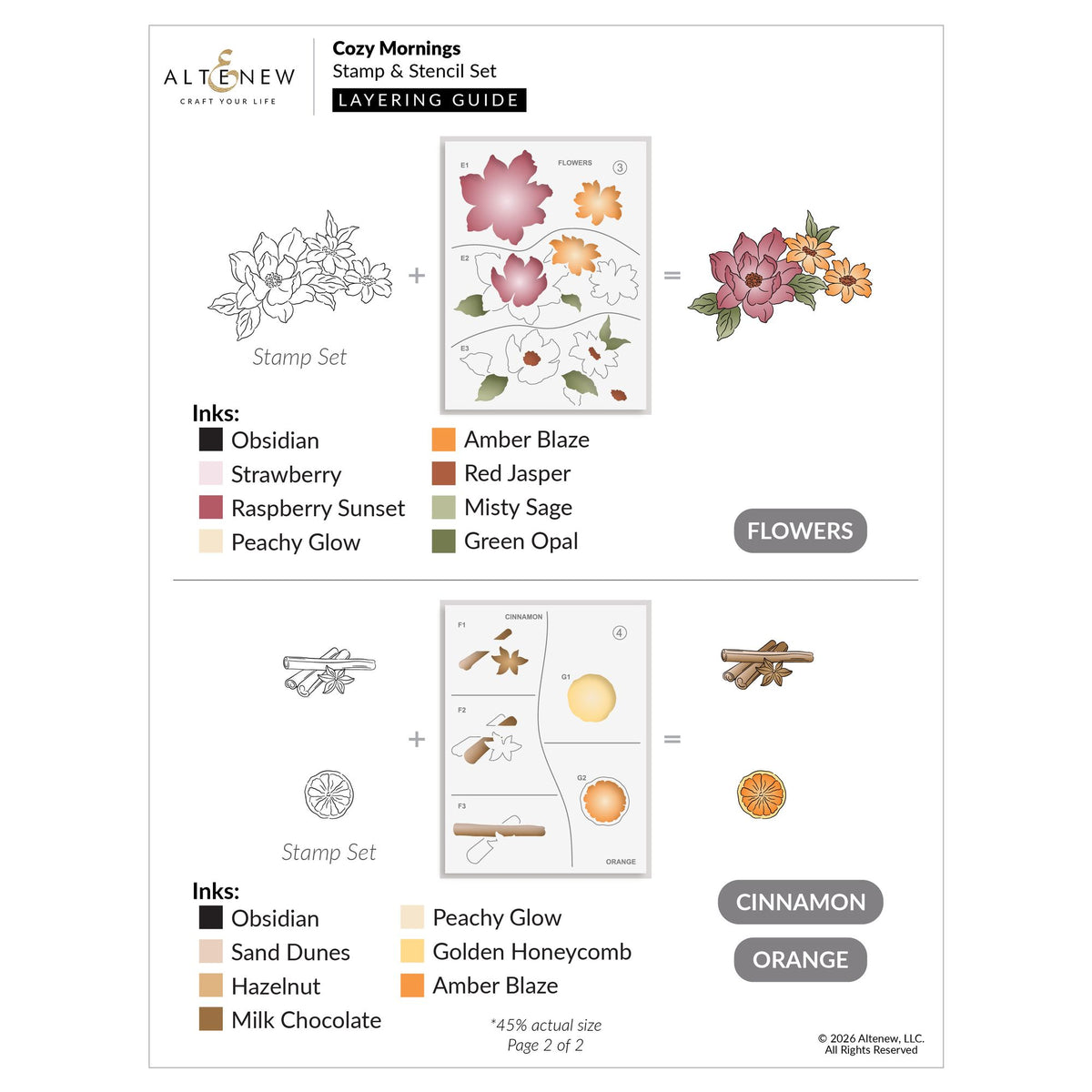 Altenew Cozy Mornings Clear Stamp Die and Stencil Set layering guide 2