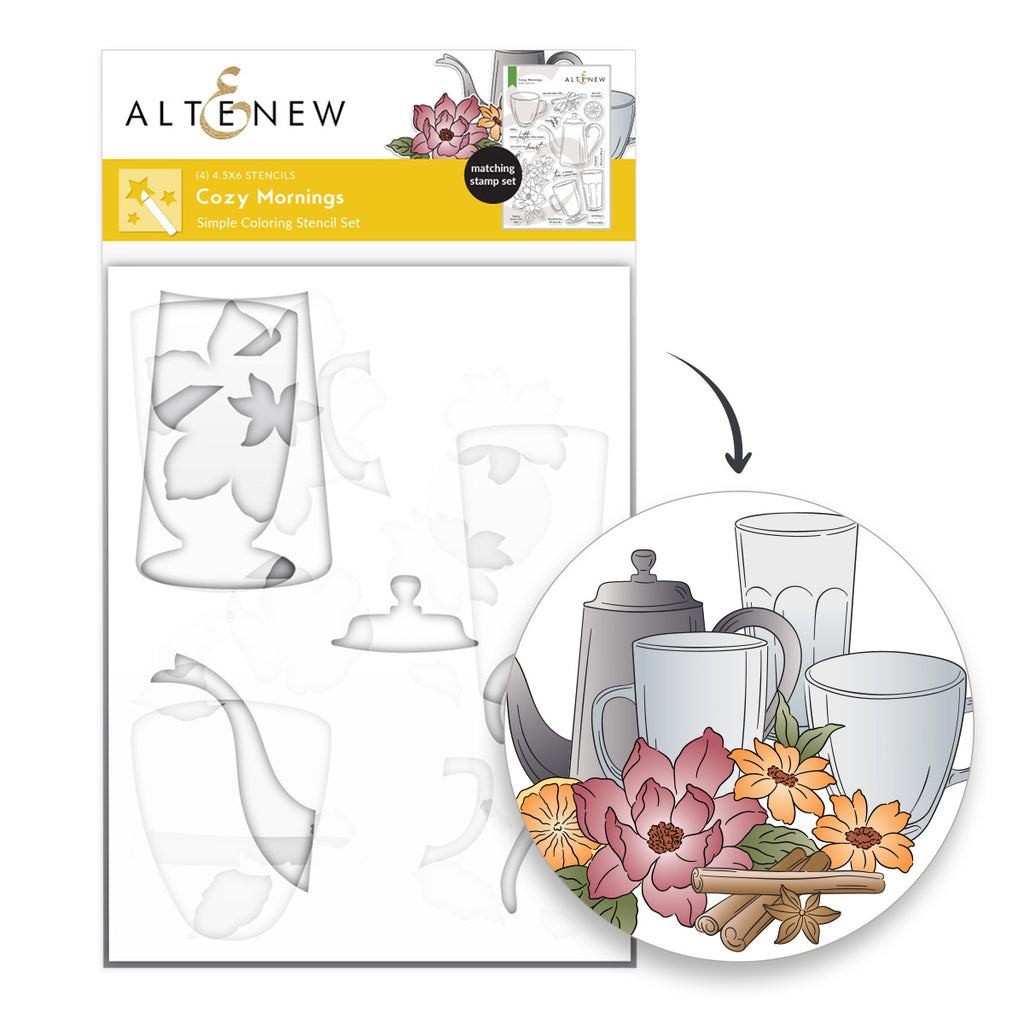 Altenew Cozy Mornings Coloring Stencils alt11626