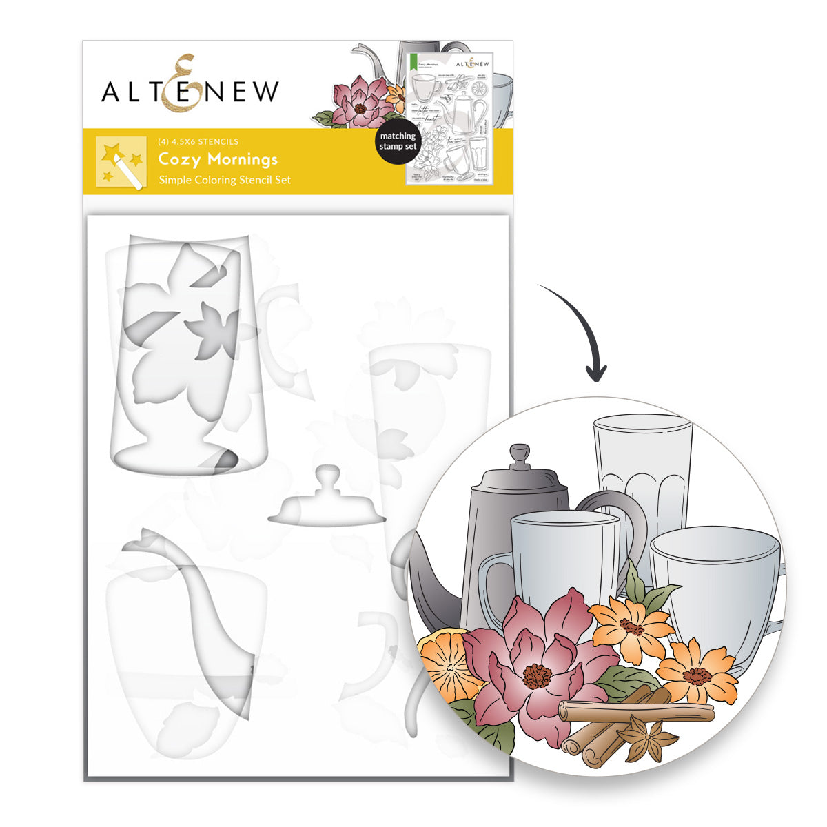Altenew Cozy Mornings Coloring Stencils alt11626