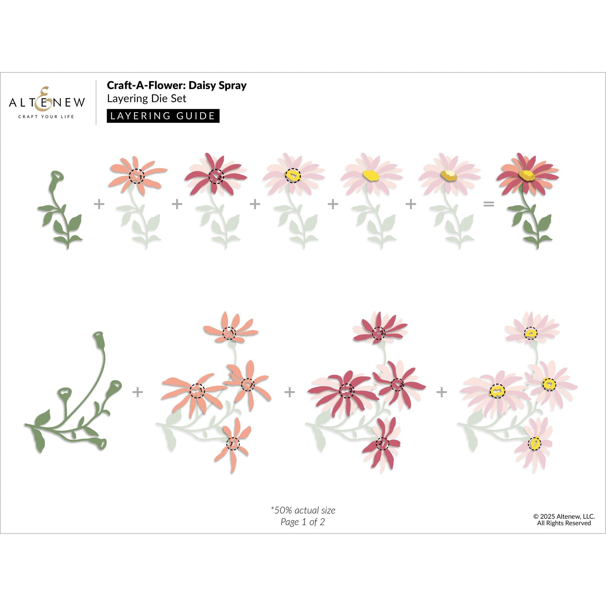 Altenew Craft-A-Flower Daisy Spray Layering Dies alt10772 layering guide 1
