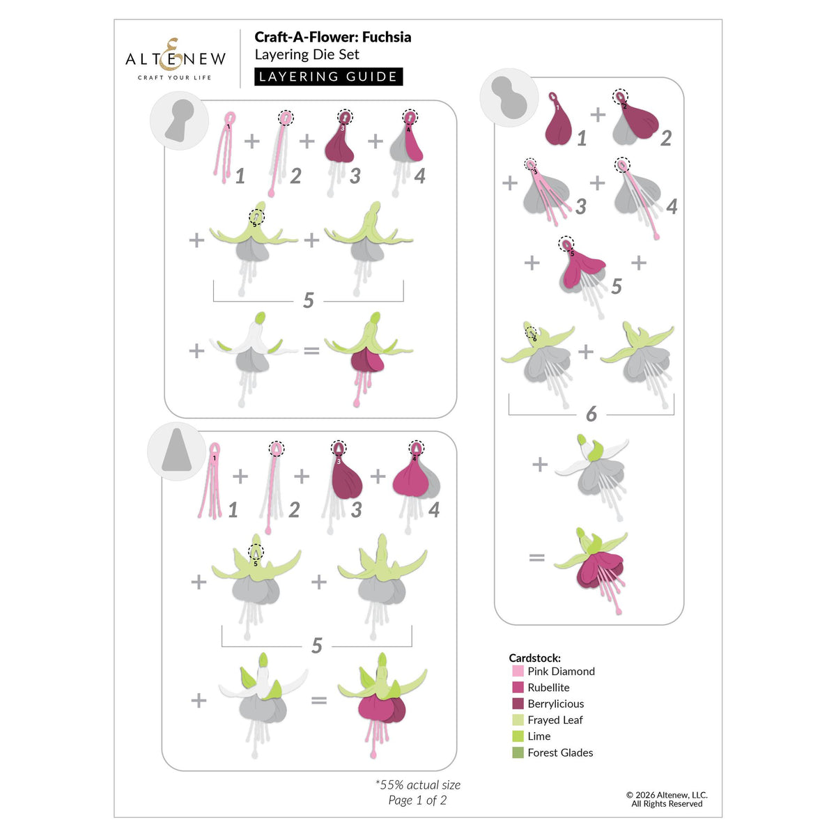 Altenew Craft-A-Flower Fuchsia Layering Dies alt11645 layering guide 1