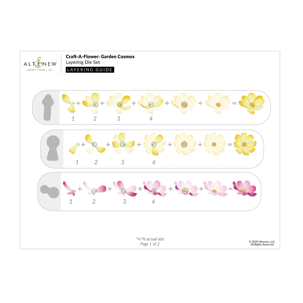 Altenew Craft-A-Flower Garden Cosmos Layering Dies alt11021 layering guide 1