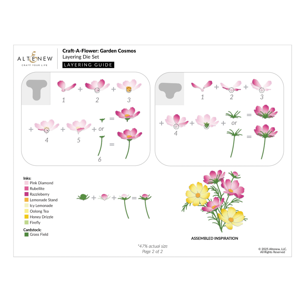 Altenew Craft-A-Flower Garden Cosmos Layering Dies alt11021 layering guide 2