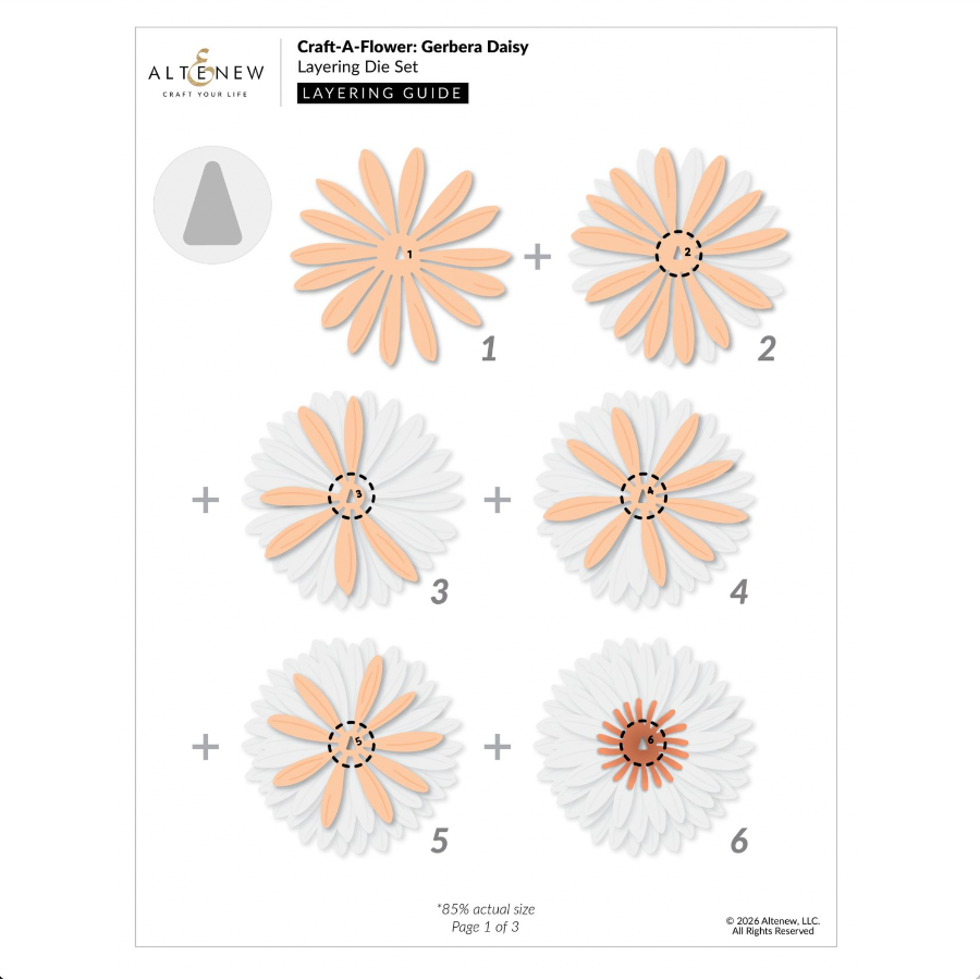 Altenew Craft-A-Flower Gerbera Daisy Layering Dies alt11449 layering guide 1