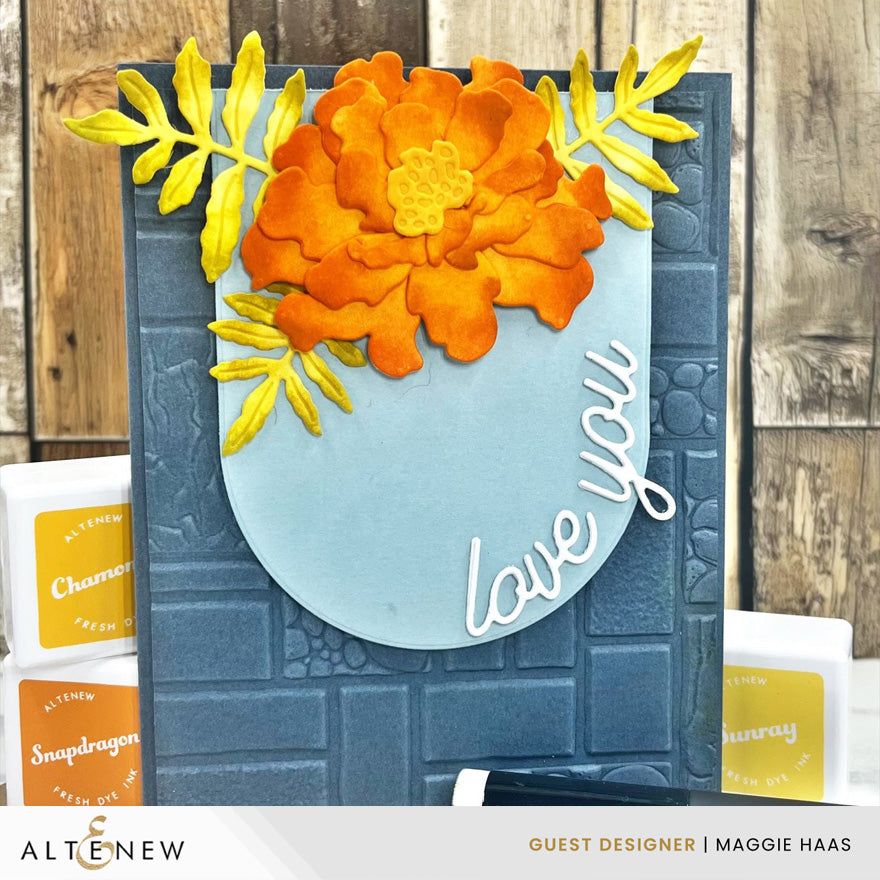 Altenew Craft-A-Flower Marigold Layering Dies alt11559 love you card
