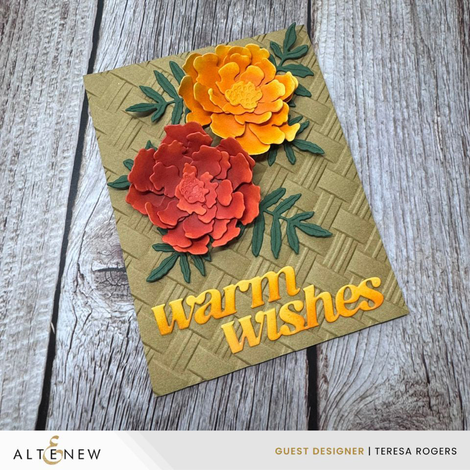 Altenew Craft-A-Flower Marigold Layering Dies alt11559 warm wishes card