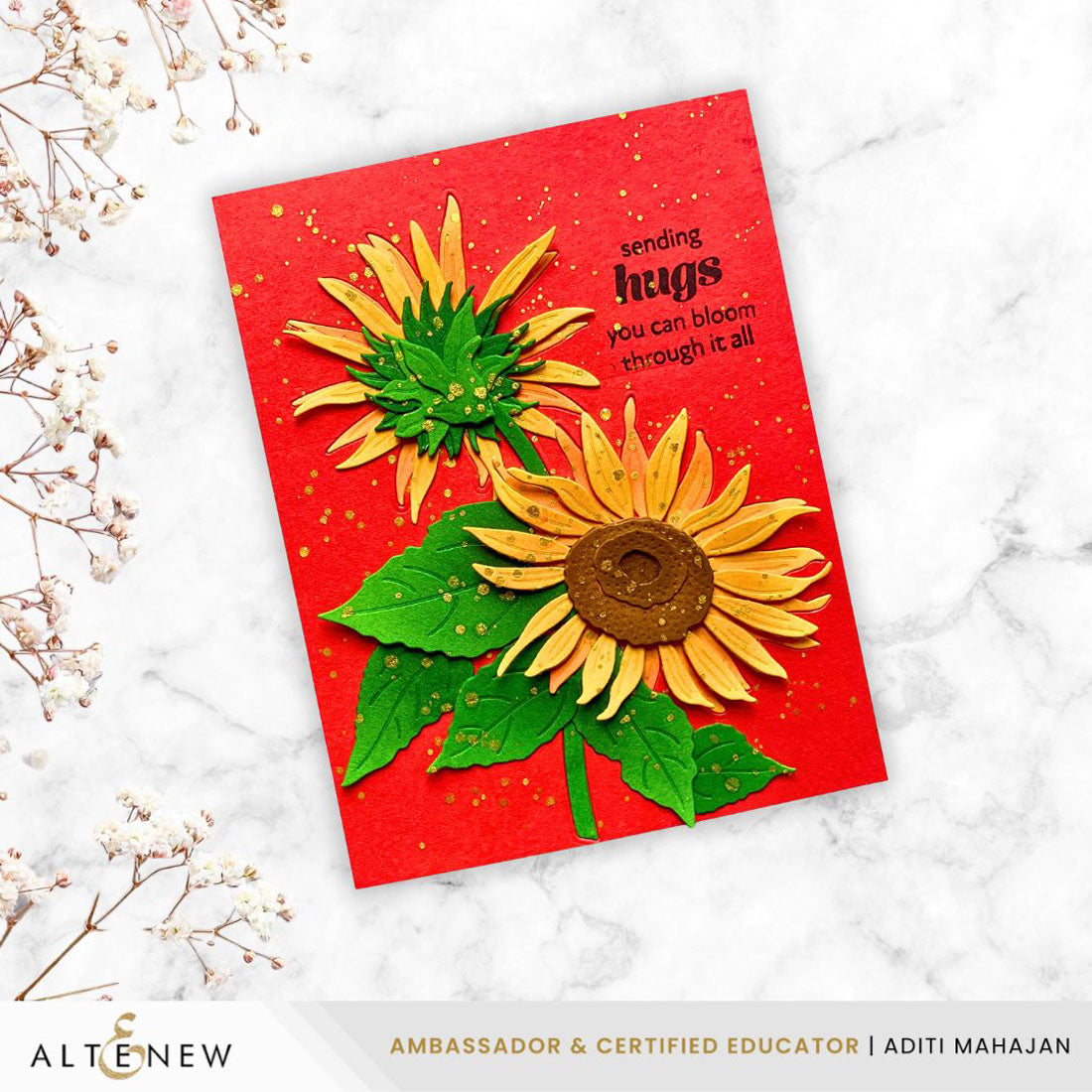 Altenew Craft-A-Flower Sunflowers Layering Dies alt11237 sending hugs