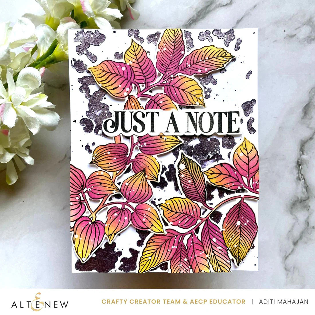 Altenew Craft Your Life Project Kit Arched Foliage and Add-on Embossing Folder Set pink