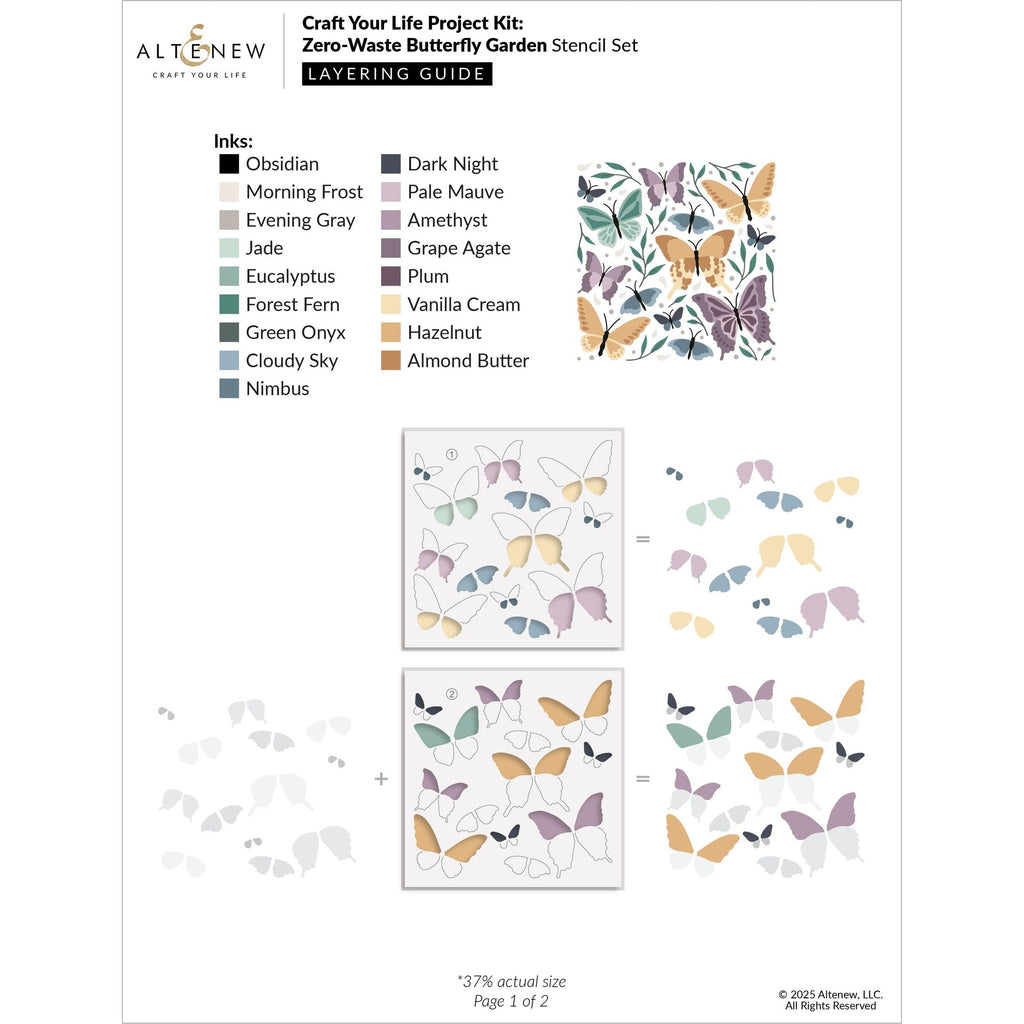Altenew Craft Your Life Project Kit Butterfly Garden alt10660bn layering guide 2