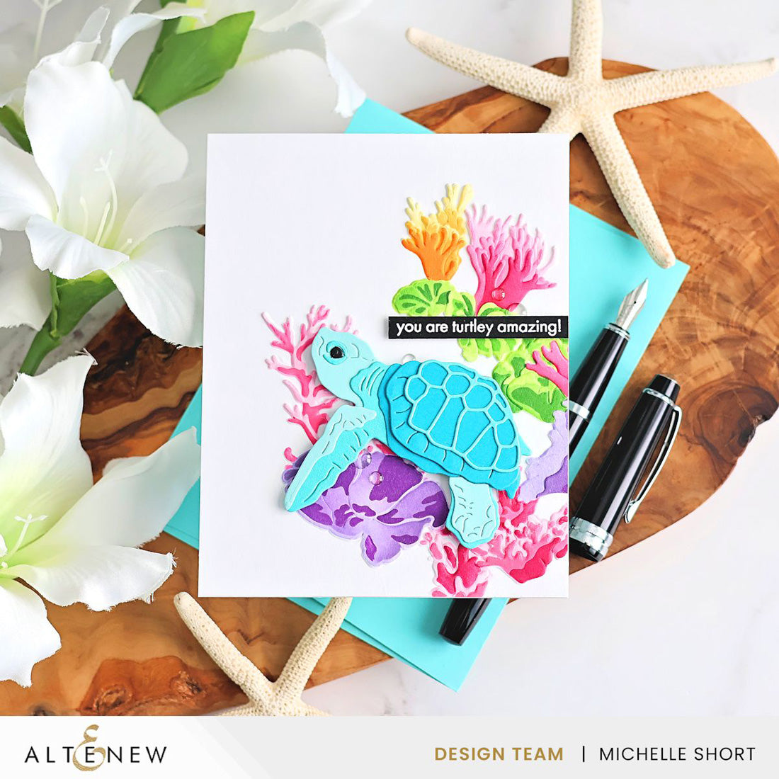 Altenew Craft Your Life Project Kit Coral Reef Wonders alt11352bn sea turtle