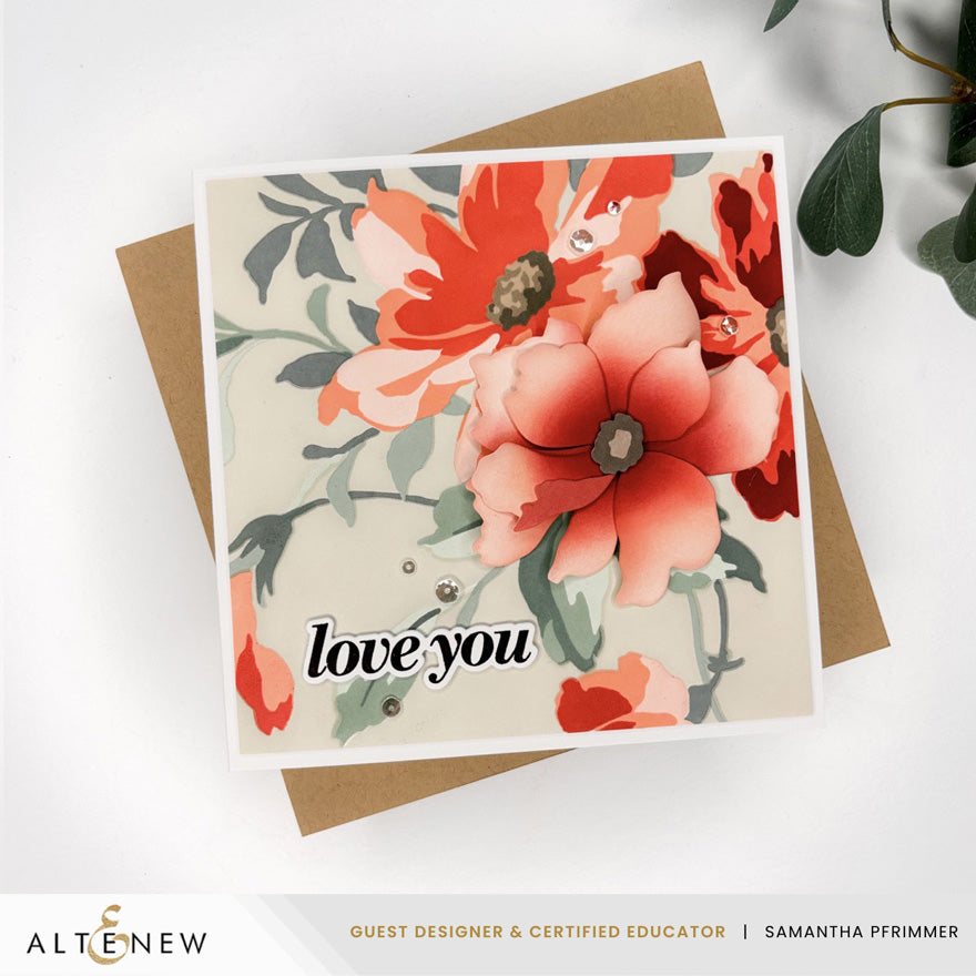 Altenew Craft Your Life Project Kit Expressive Flora Add-on Dies love you card