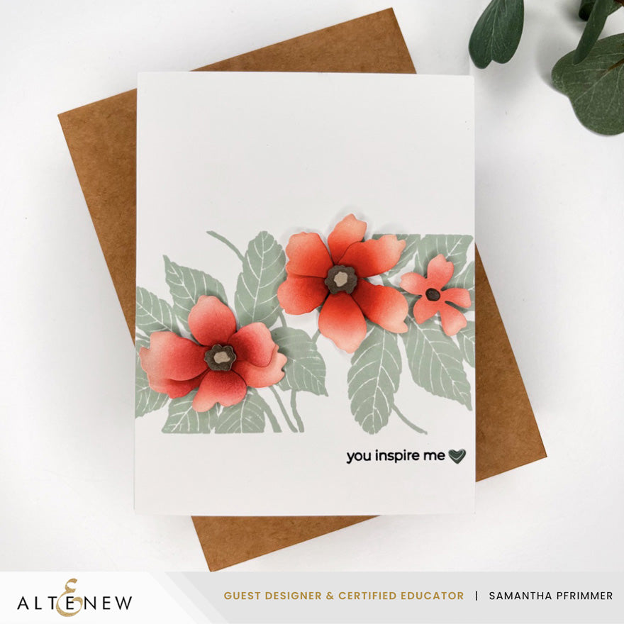 Altenew Craft Your Life Project Kit Expressive Flora Add-on Dies you inspire me orange flowers card