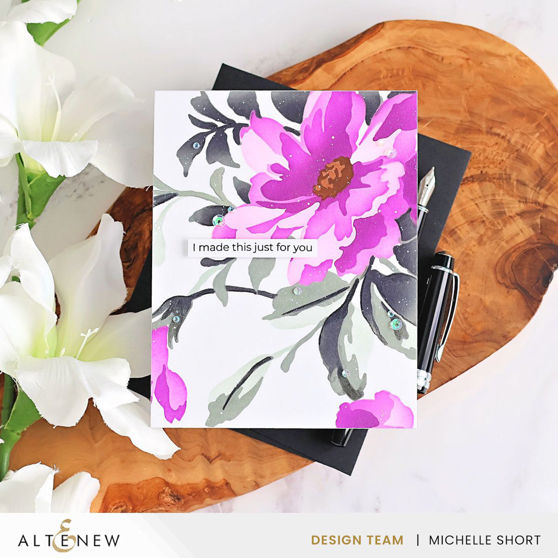 Altenew Craft Your Life Project Kit Expressive Flora Set alt11637bn just for you purple flower card