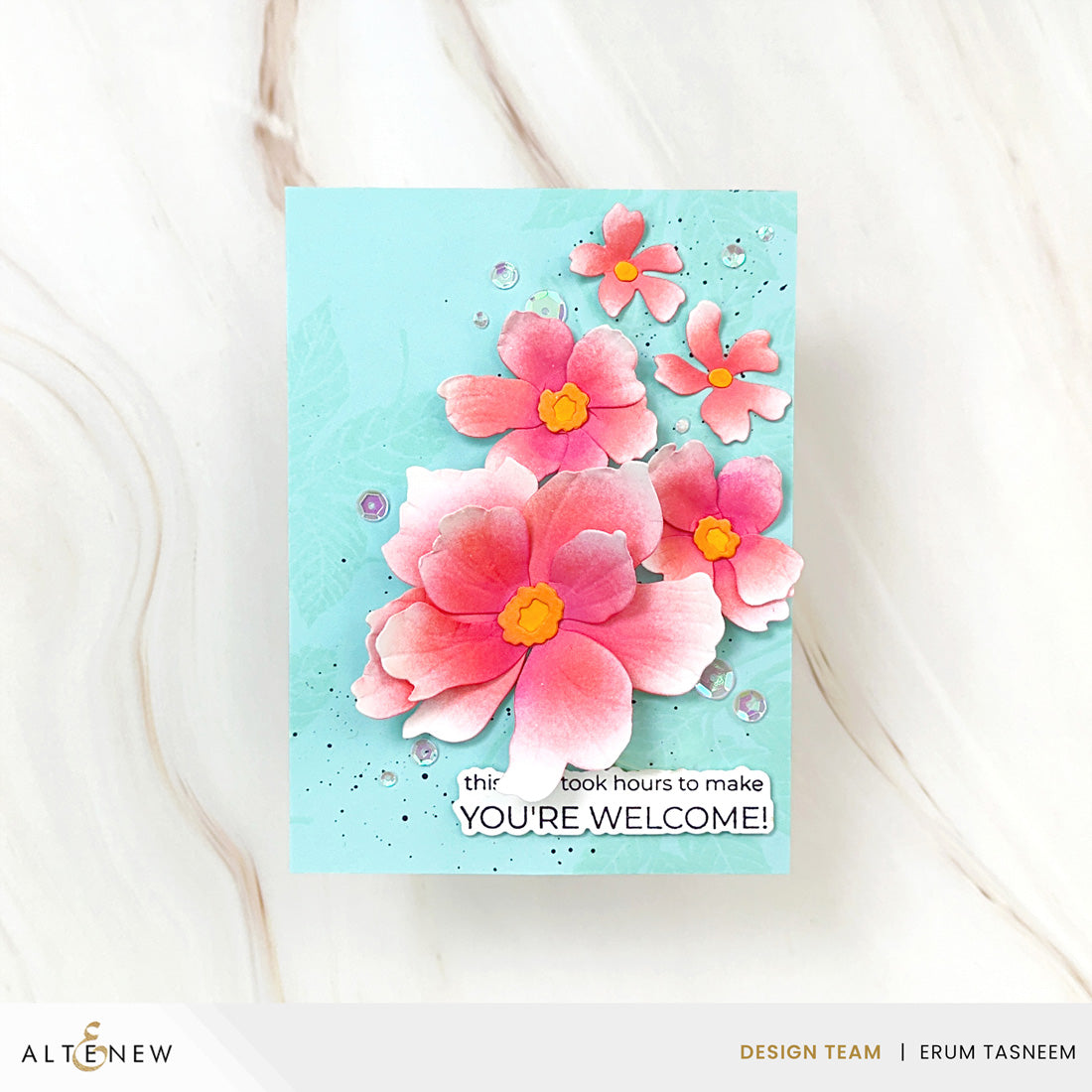 Altenew Craft Your Life Project Kit Expressive Flora Set alt11637bn you're welcome pink flowers card
