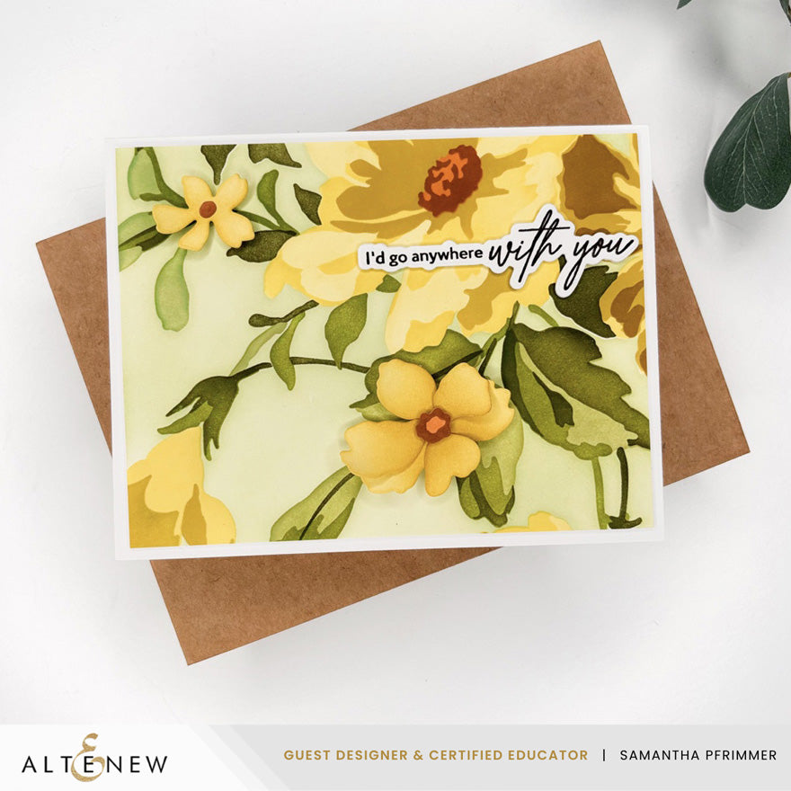 Altenew Craft Your Life Project Kit Expressive Flora and Add-on Die Set yellow flowers card