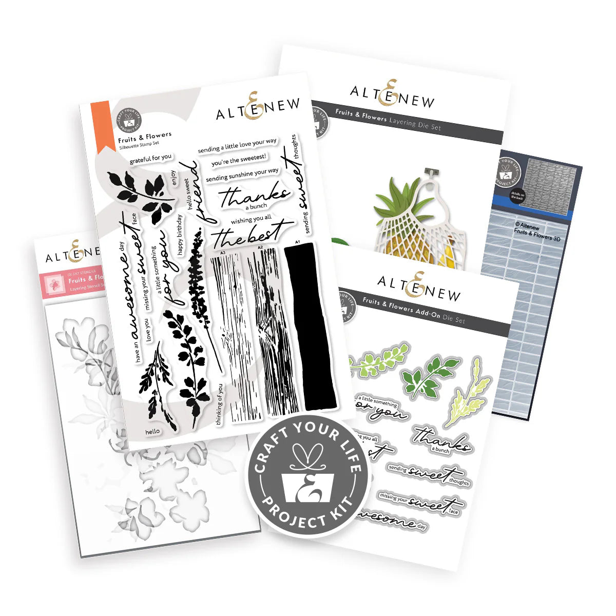 Altenew Craft Your Life Project Kit Fruits and Flowers and Add-On Die Set