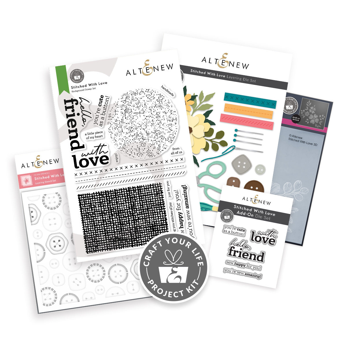 Altenew Craft Your Life Project Kit Stitched With Love and Add-On Die Set