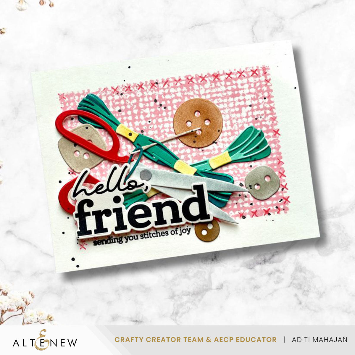 Altenew Craft Your Life Project Kit Stitched With Love and Add-On Die Set hello