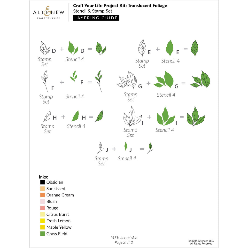 Altenew Craft Your Life Project Kit Translucent Foliage alt10614bn guide