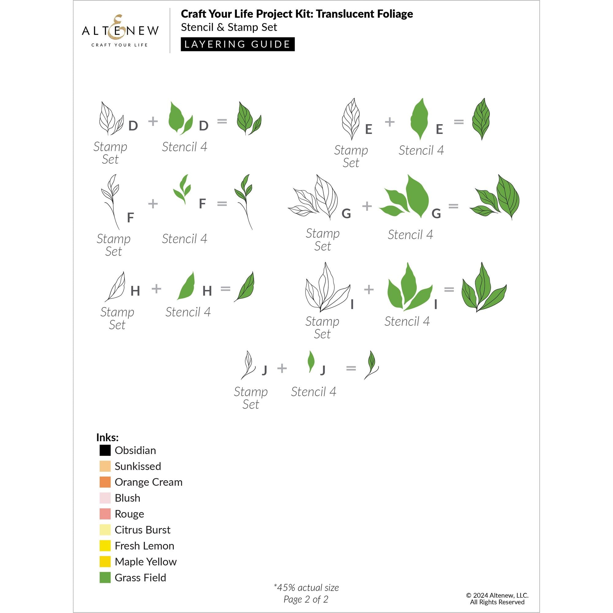 Altenew Craft Your Life Project Kit Translucent Foliage alt10614bn guide