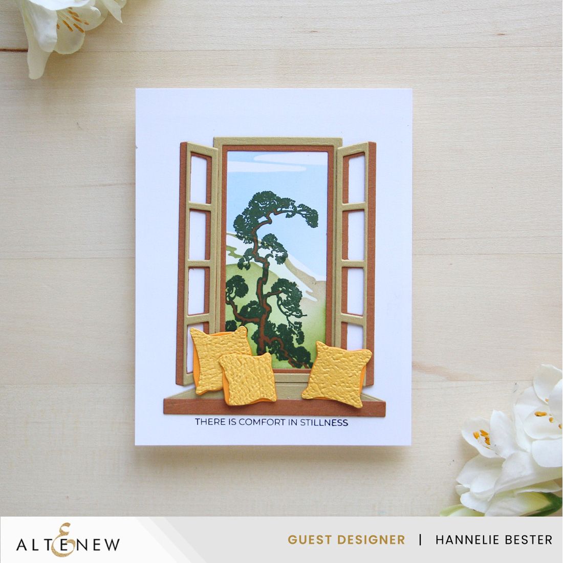 Altenew Craft Your Life Project Kit Windows to Stillness alt11455bn yellow pillows card