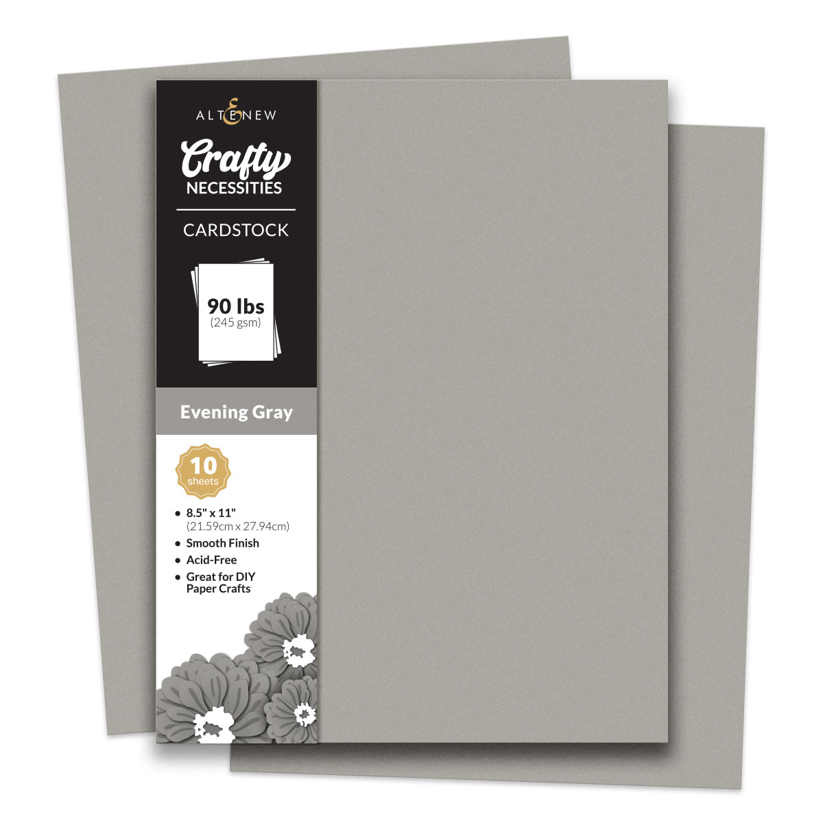 Altenew Crafty Necessities Evening Gray Cardstock 10 Sheet Pack alt10271