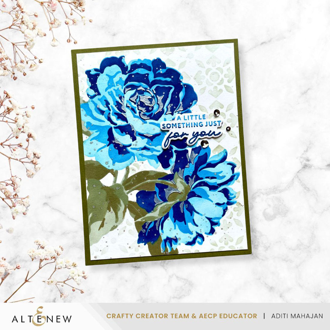 Altenew Crafty Necessities Green Opal Cardstock 10 Sheet Pack alt11185 flowers