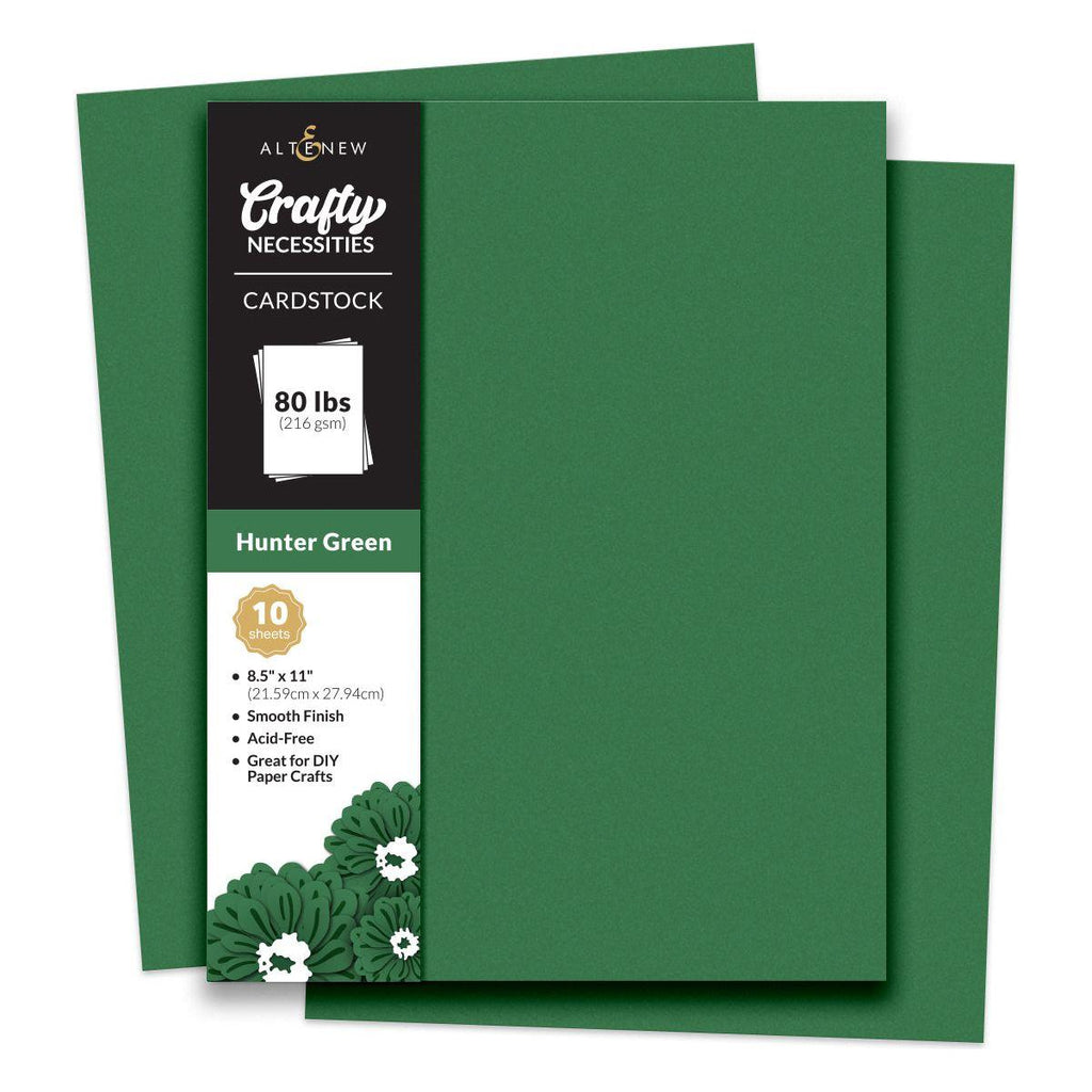 Altenew Crafty Necessities Hunter Green Cardstock 10 Sheet Pack alt8985