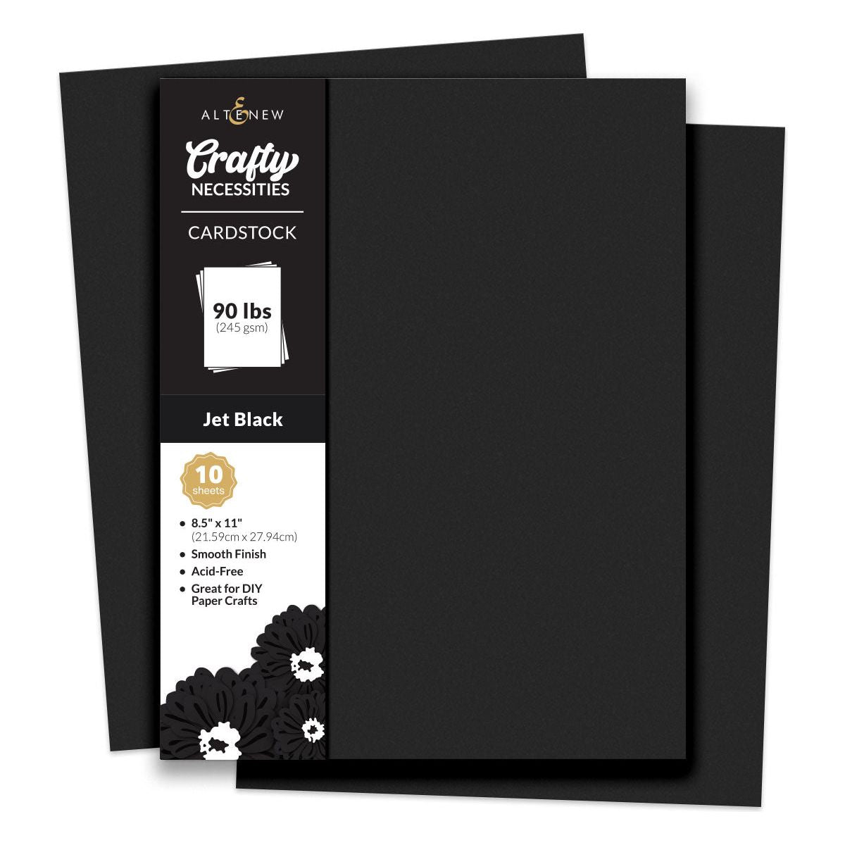 Altenew Crafty Necessities Jet Black Cardstock 10 Sheet Pack alt10283