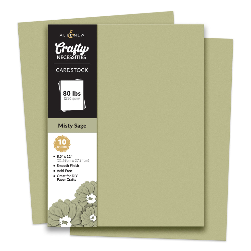 Altenew Crafty Necessities Misty Sage Cardstock 10 Sheet Pack alt11184