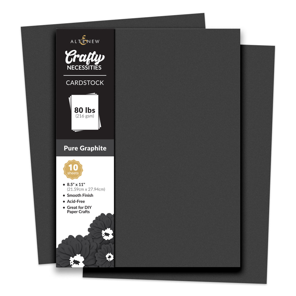 Altenew Crafty Necessities Pure Graphite Cardstock 10 Sheet Pack alt11186