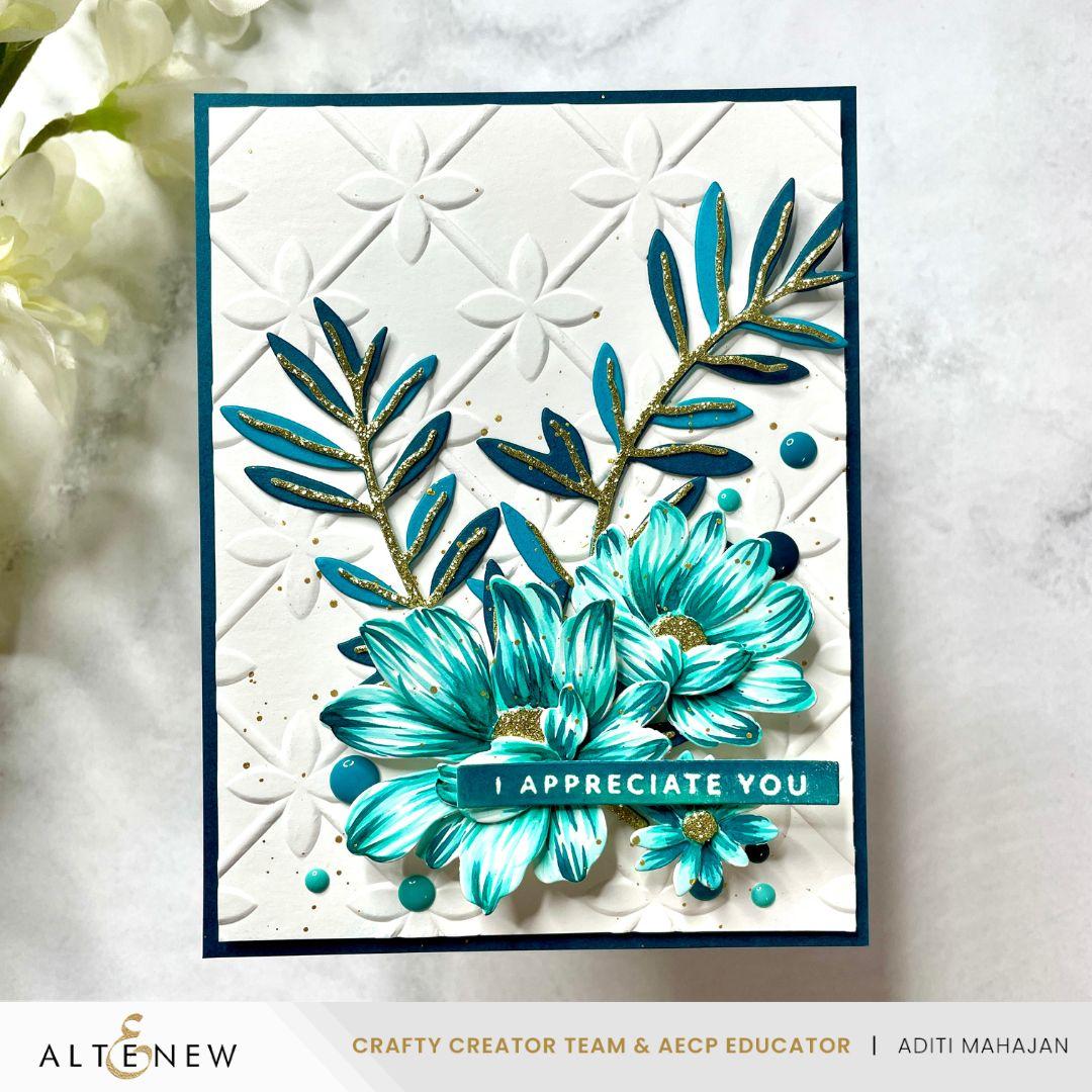 Altenew Crafty Necessities Teal Cave Cardstock 10 Sheet Pack alt8966 gold glitter
