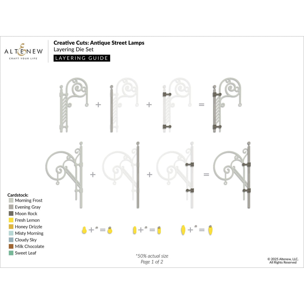 Altenew Creative Cuts Antique Street Lamps Layering Dies alt10779 layering guide 1