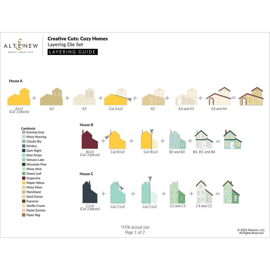 Altenew Creative Cuts Cozy Homes Layering Dies alt10902 layering guide 1